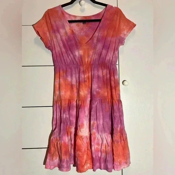 Wild fable tye-dye midi summer V-neck dress - Picture 1 of 6